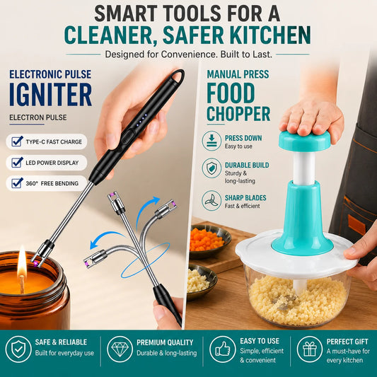 2-in-1 Kitchen Combo | Food Chopper + Electric Lighter