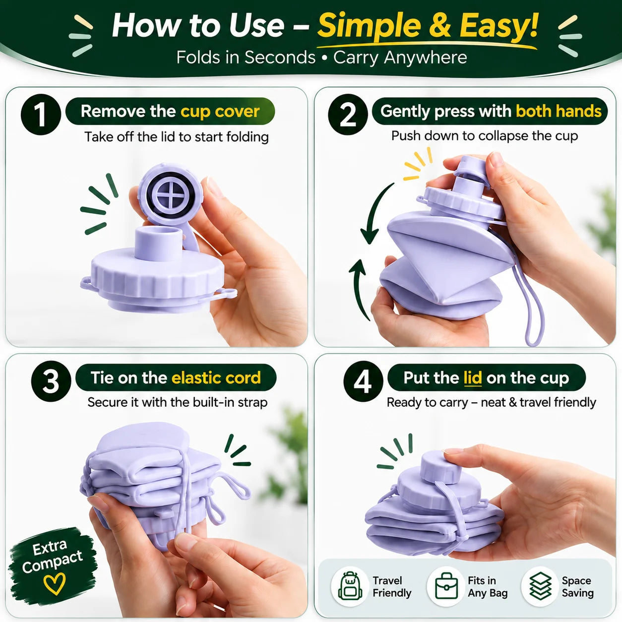 Space-Saving Silicone Water Bottle for Travel & Gym