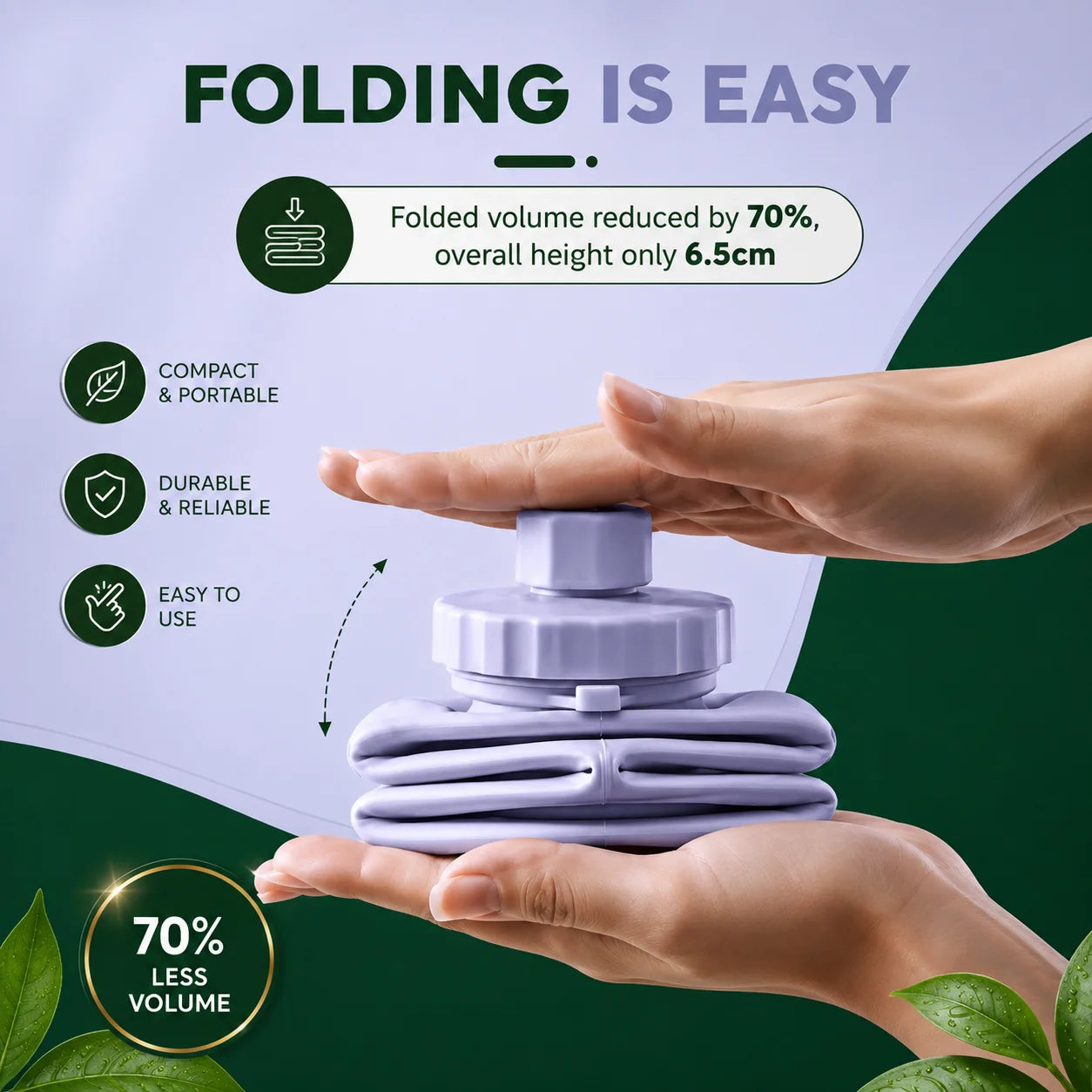 Space-Saving Silicone Water Bottle for Travel & Gym