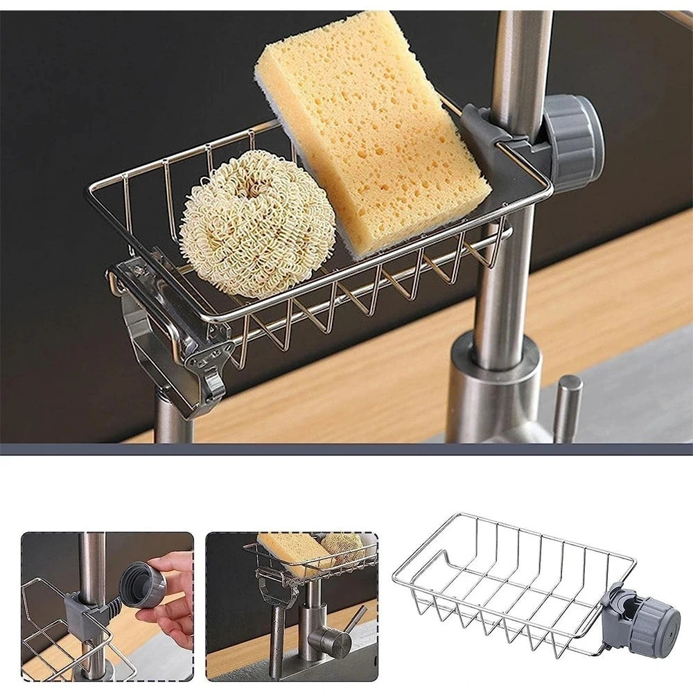 Premium Adjustable Stainless Steel Kitchen Sink Organizer