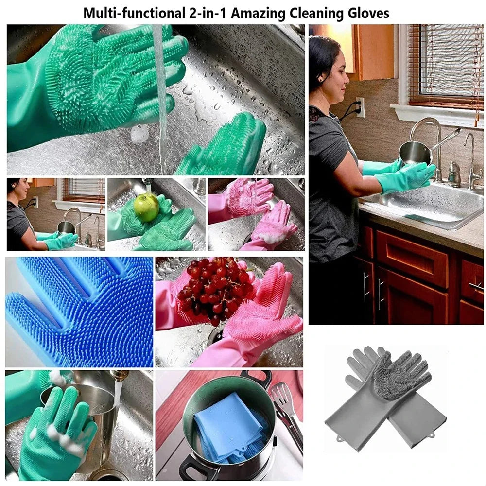 Multi-Purpose Silicone Scrubber Gloves
